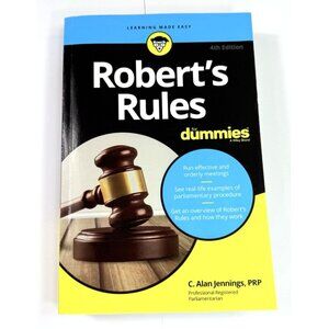 Robert's Rules for Dummies 4th Ed. by C. Alan Jennings PAPERBACK BOOK